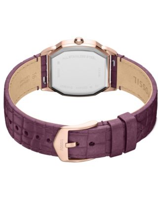 Women's Harlow Three-Hand Burgundy Croco Leather Watch, 27mm