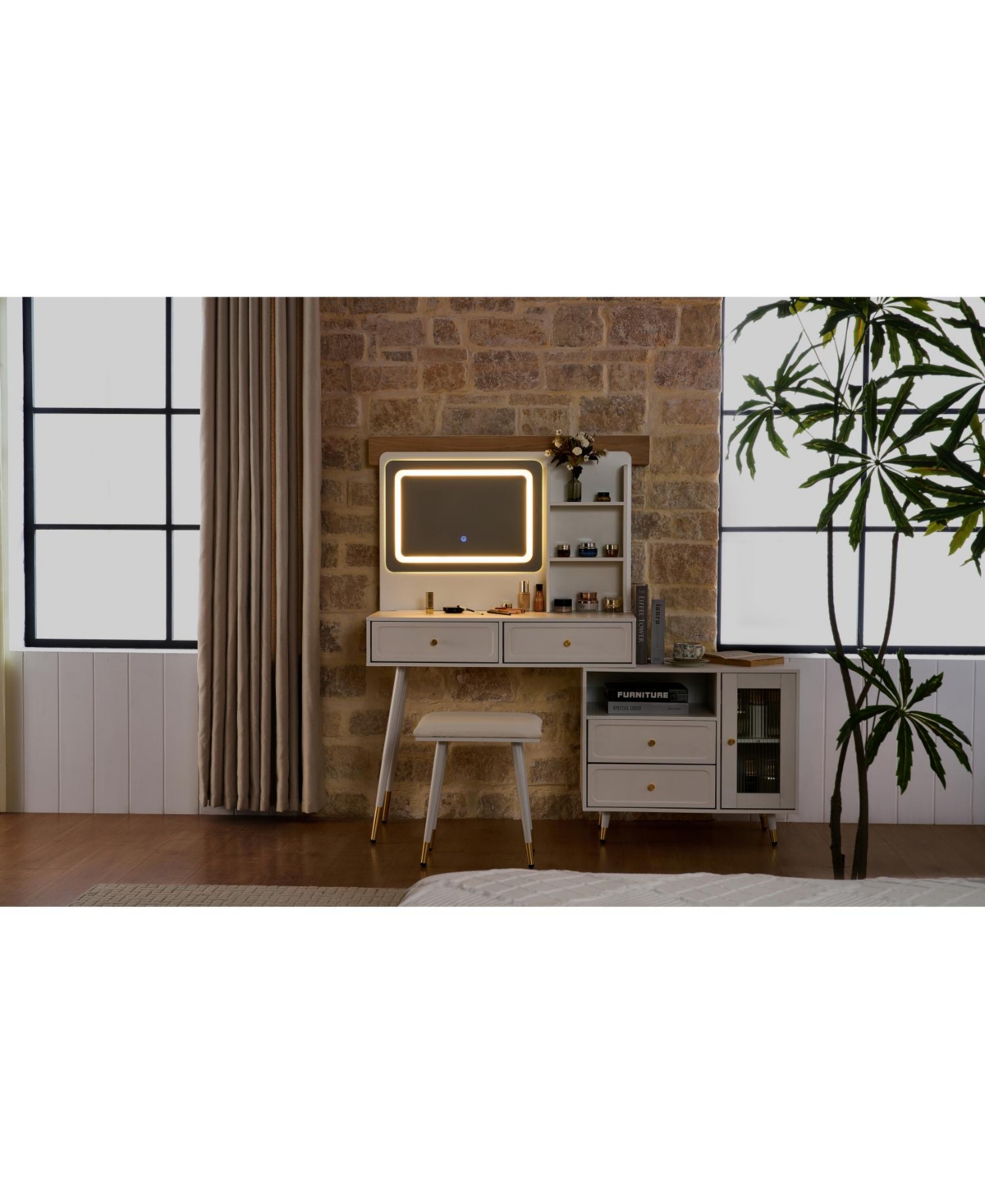 Streamdale Furniture Makeup Vanity Desk with Mirror & Lights, Drawers Cabinet
