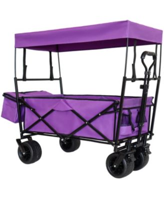 Collapsible Wagon with Canopy All-Terrain Wheels Purple