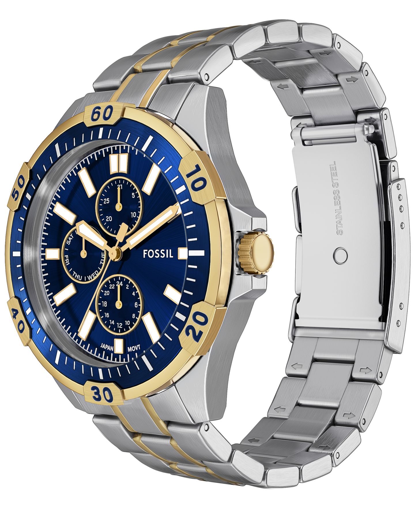 Мужские часы Fossil Garrett Multifunction Two-Tone Stainless Steel Watch, 44mm — фото 4