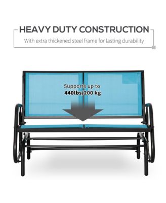 2-Person Outdoor Glider Bench, Patio Double Swing Rocking Chair Loveseat w/ Powder Coated Steel Frame for Backyard Garden Porch, Blue