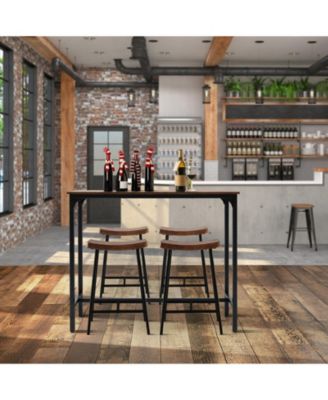 48 Inch Industrial Pub Dining Table with Steel Frame