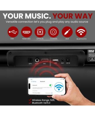 Wave Base Bluetooth Tabletop Soundbar Digital Speaker with Remote Control, AUX, Optical In, USB In, HDMI (ARC) & Coaxial