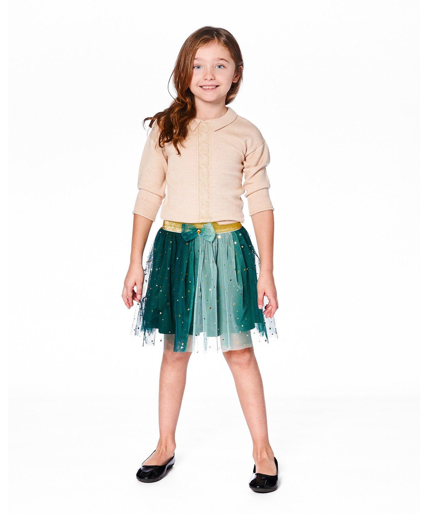 Girl 3/4 Sleeve Knitted Sweater Beige - Child