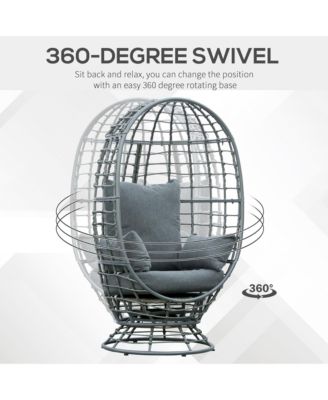 Outdoor Wicker Egg Chair with Cushions and Swivel Seat,