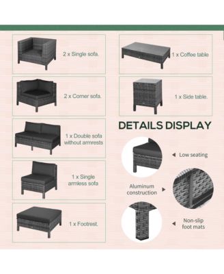 9 Piece Patio Furniture Set, PE Rat Sofa & Table,