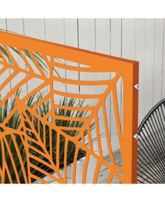 Metal Privacy Screen 6.5' Outdoor Divider Leaf Motif,