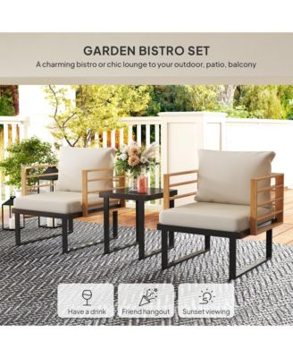 Metal Outdoor Bistro Set, Small Patio Set with Cushions,