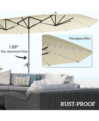 15ft Patio Umbrella Solar Lights UPF50+ Outdoor Umbrella