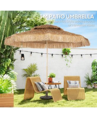 10FT Thatched Tiki Patio Umbrella, UPF30+ Outdoor Umbrella
