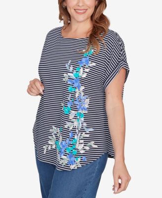 Plus Size Floral Stripe Jersey Top
