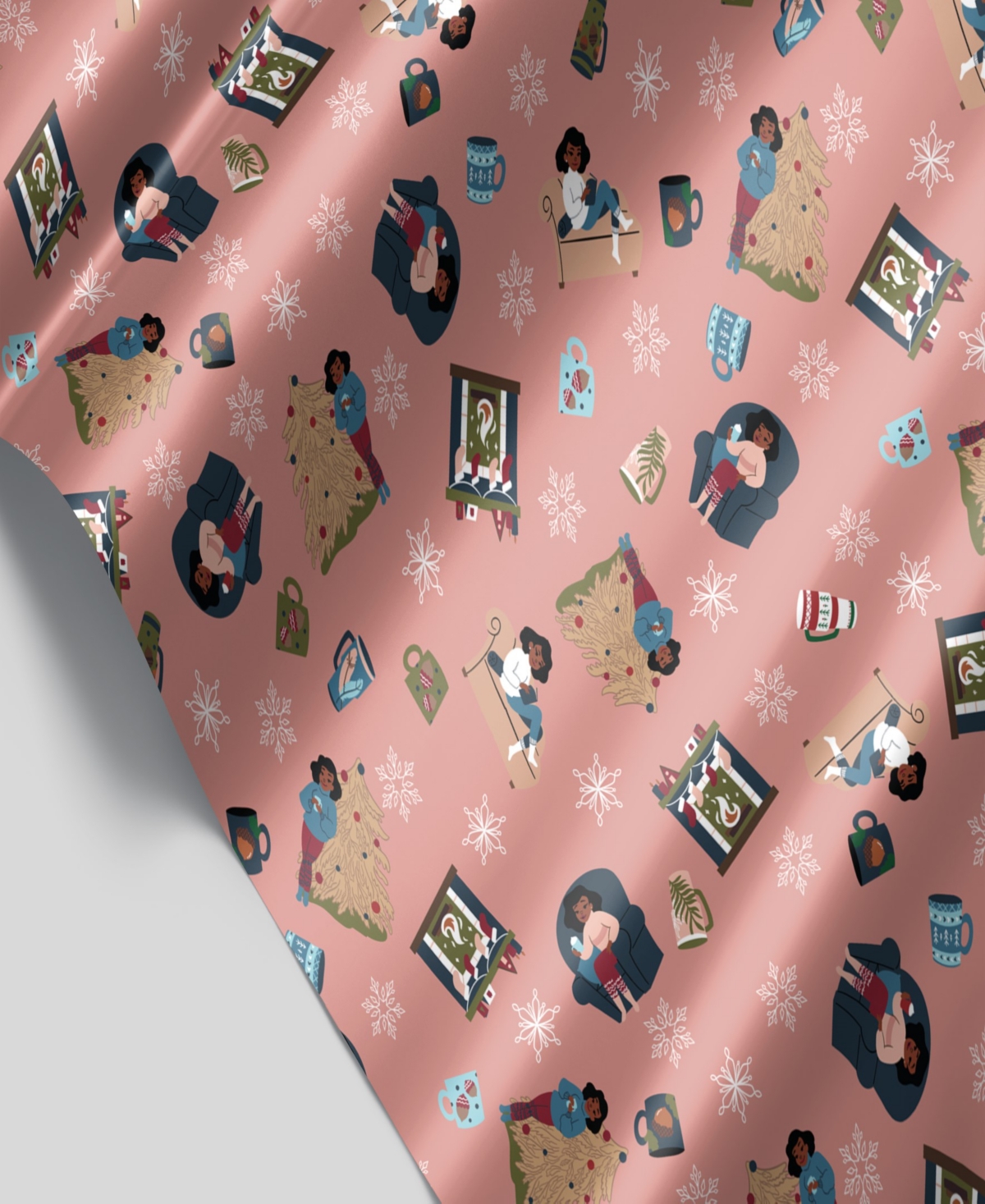 Black Paper Party Holly Me Time Gift Wrap In Pink