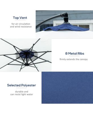 10' Cantilever Umbrella Offset Patio Umbrella w/ Cross Base,