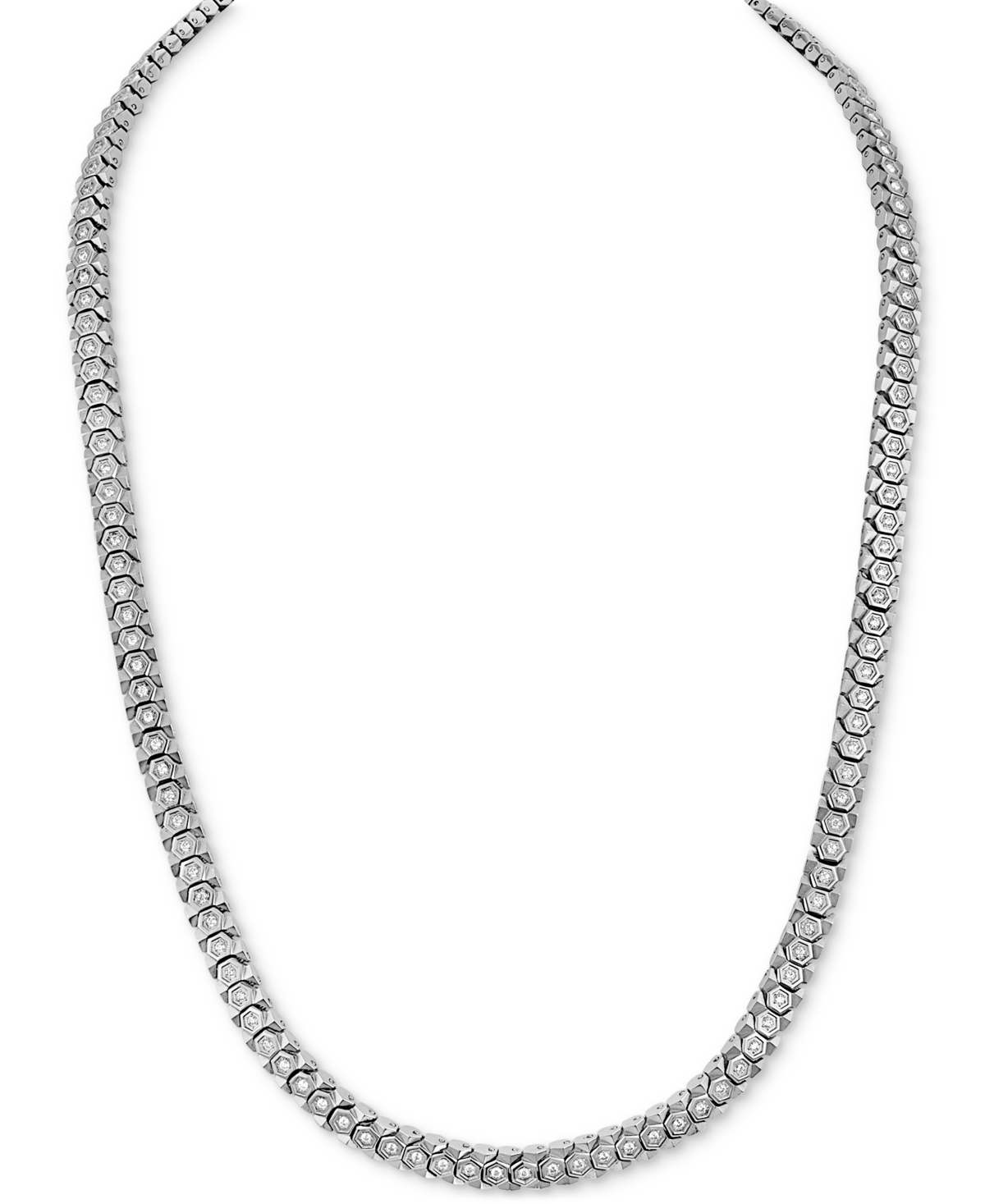 Cubic Zirconia Honeycomb Link 24" Necklace in Black Ip Stainless Steel, Exclusively at Macy's - Black
