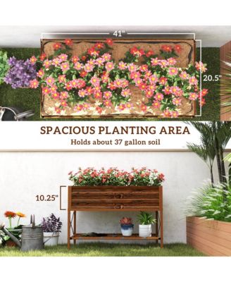 Galvanized Raised Garden Bed with Legs and Storage Shelf