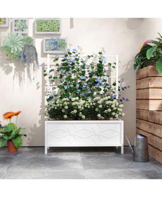 Galvanized Raised Garden Bed with Trellis Planter Box,