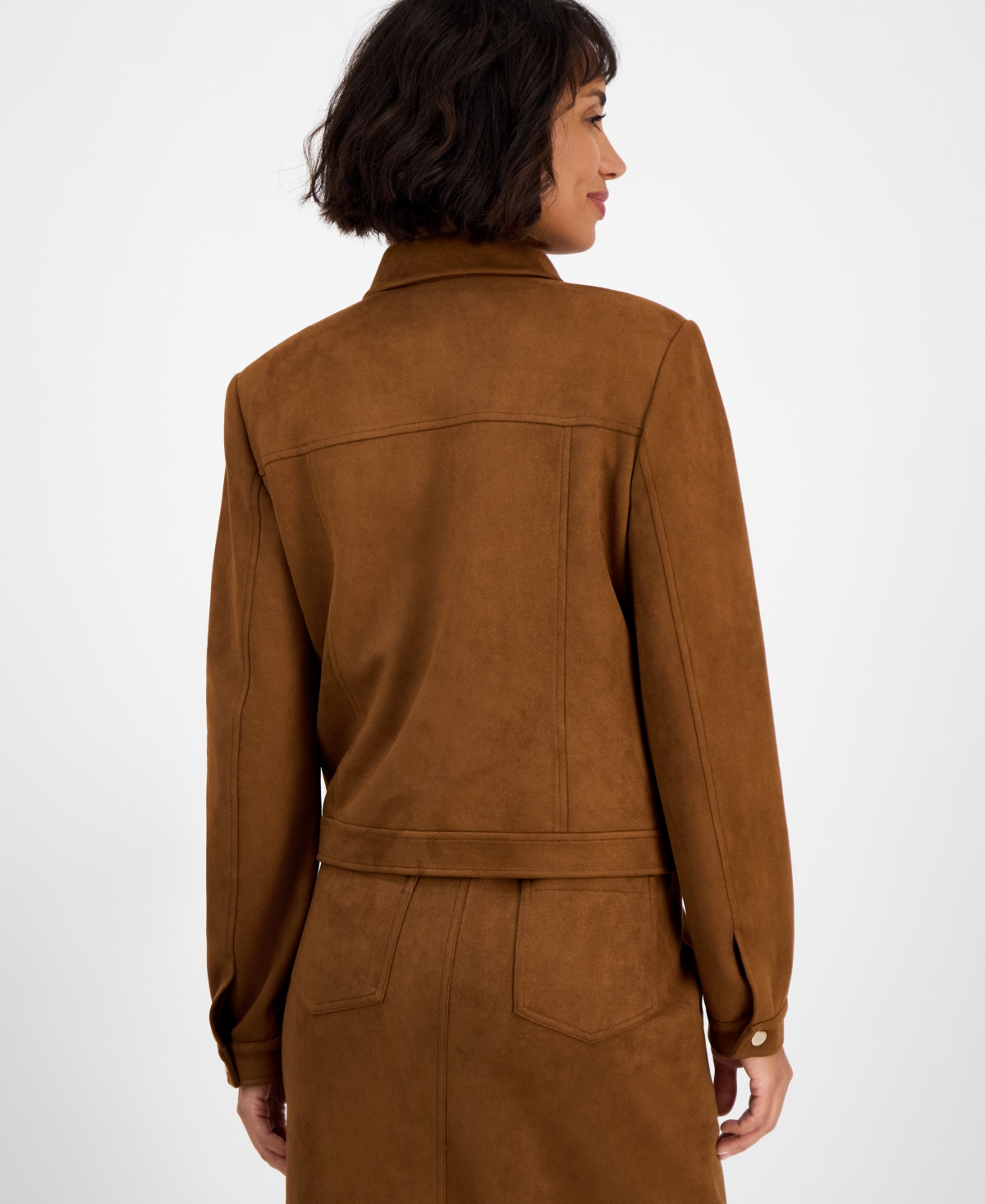 T Tahari Snap Front Jacket In Brown