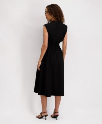 Women's Sleeveless V-Neck Zip-Front Maxi Dress