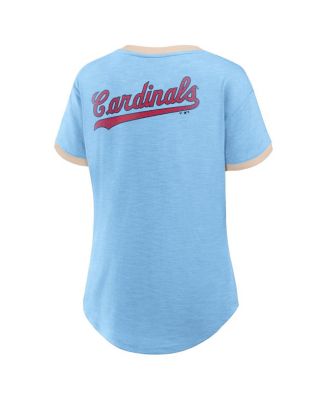 Women's Light Blue St. Louis Cardinals Binge Worthy Stadium Slub V-Neck T-Shirt