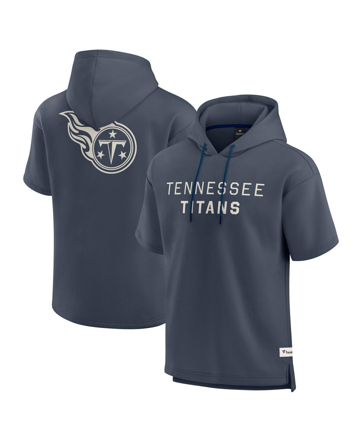 Men's Navy Tennessee Titans Elements Future Ground Lettering Short Sleeve Pullover Hoodie - Navy
