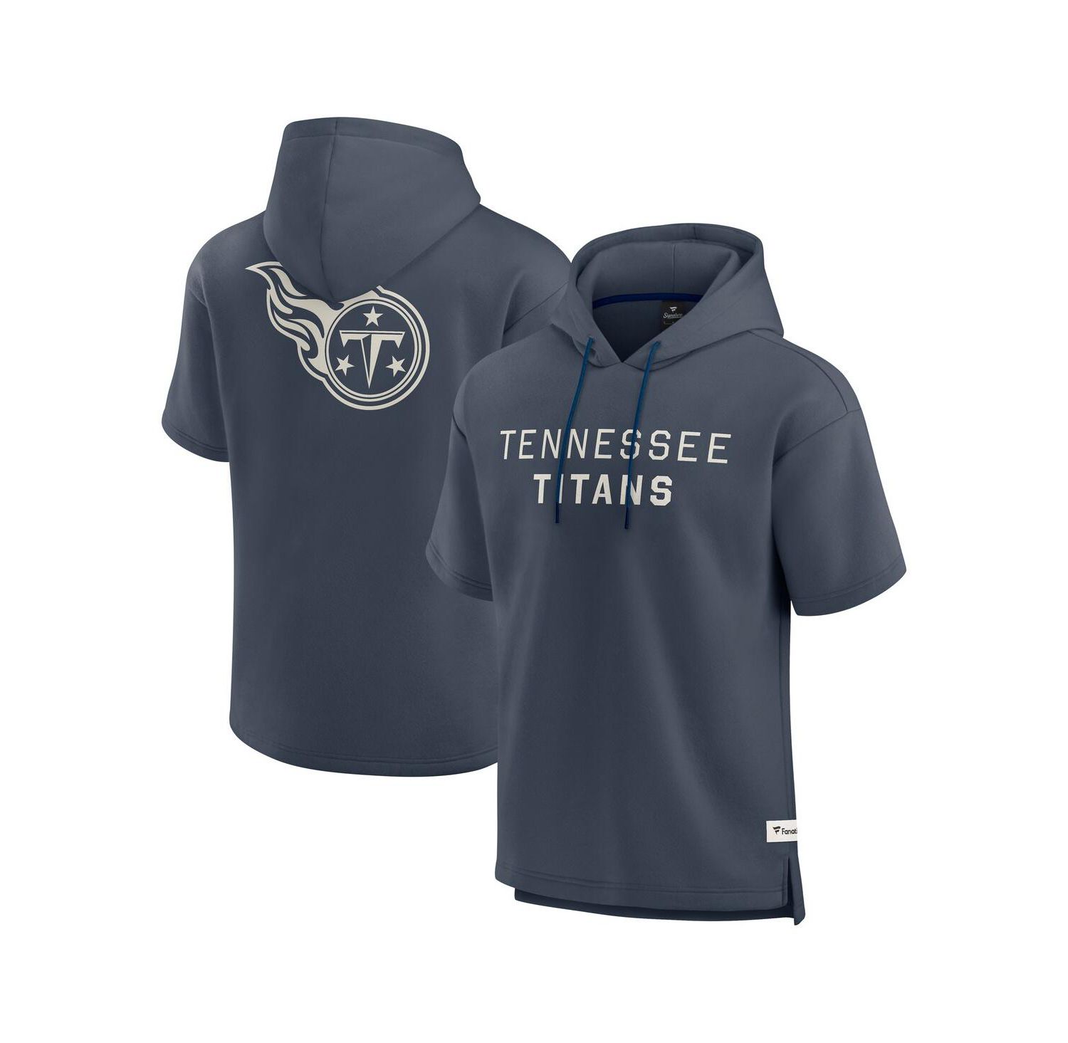 Men's Navy Tennessee Titans Elements Future Ground Lettering Short Sleeve Pullover Hoodie
