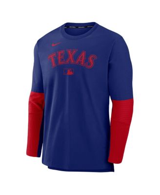 Men's Royal/Red Texas Rangers Authentic Collection Lightweight Player Performance Long Sleeve Top