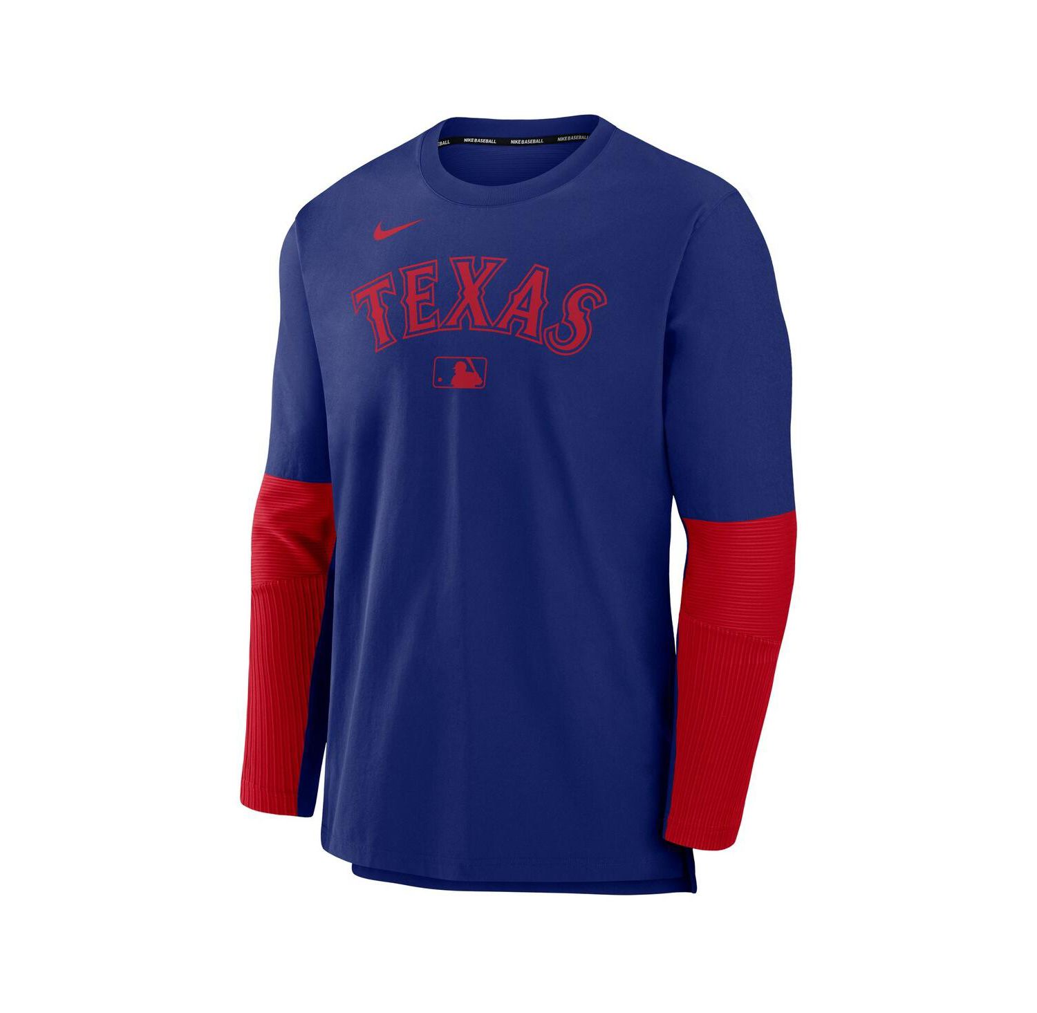 Men's Royal/Red Texas Rangers Authentic Collection Lightweight Player Performance Long Sleeve Top
