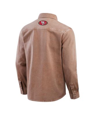 Men's Brown San Francisco 49ers Garment Dyed Long Sleeve Full Snap Shirt
