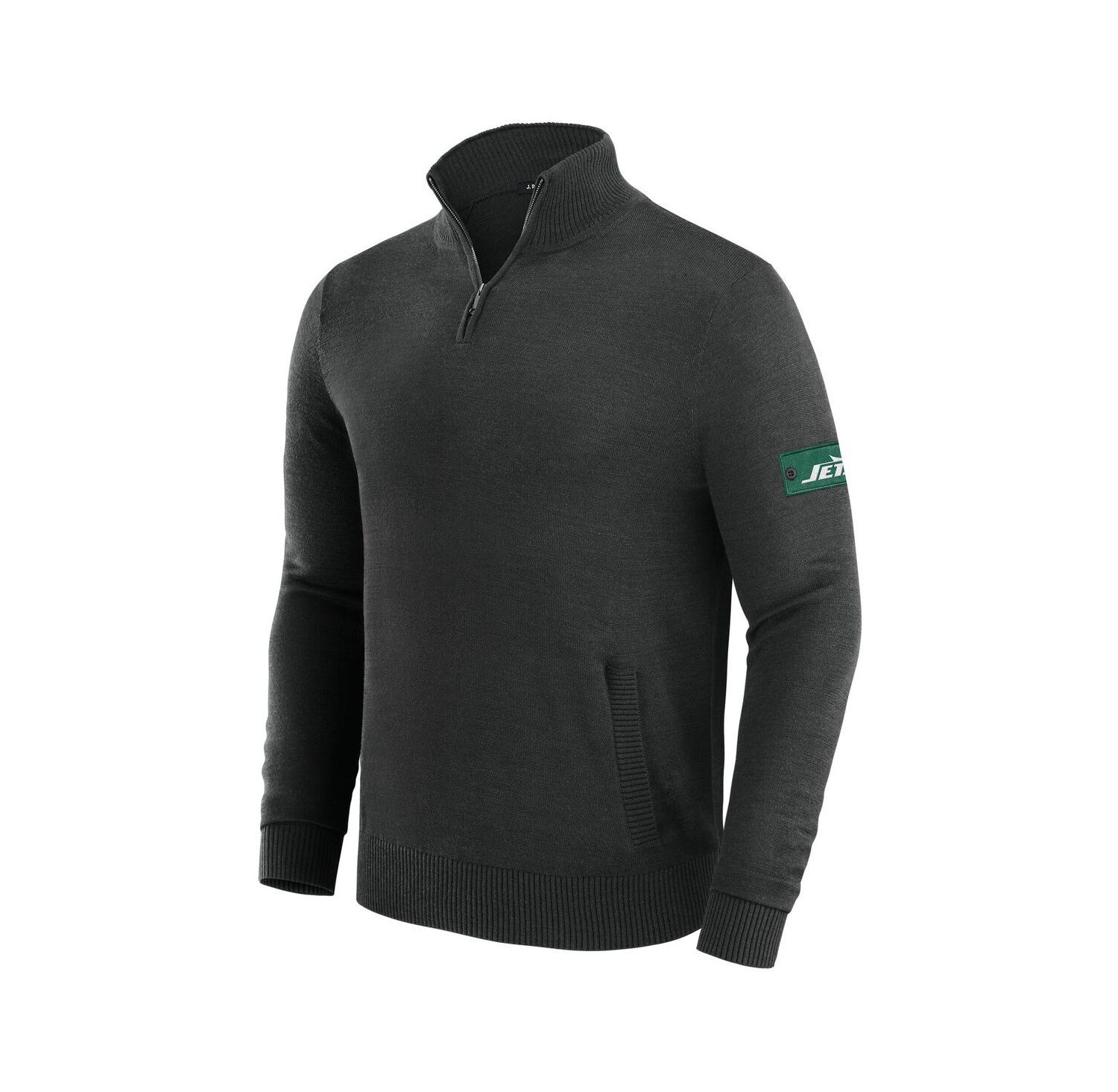Men's Black New York Jets Franchise Quarter-Zip Sweater