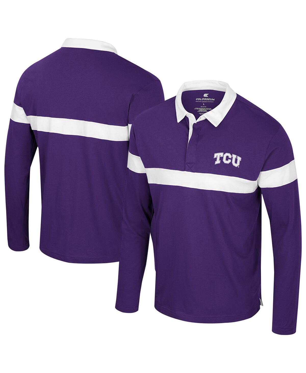 Men's Purple Tcu Horned Frogs Too Cool For School Long Sleeve Polo Shirt - Purple