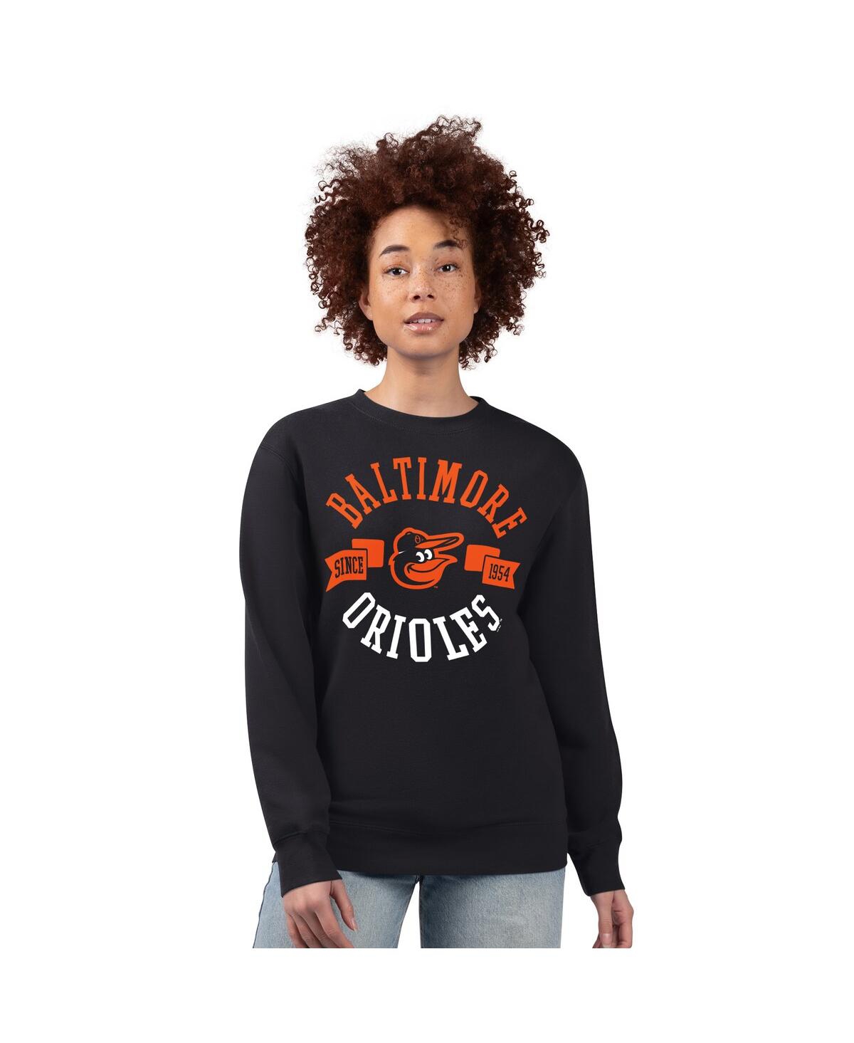 G-iii 4her By Carl Banks Women's Black Baltimore Orioles Team Logo Fleece Pullover Sweatshirt In Black