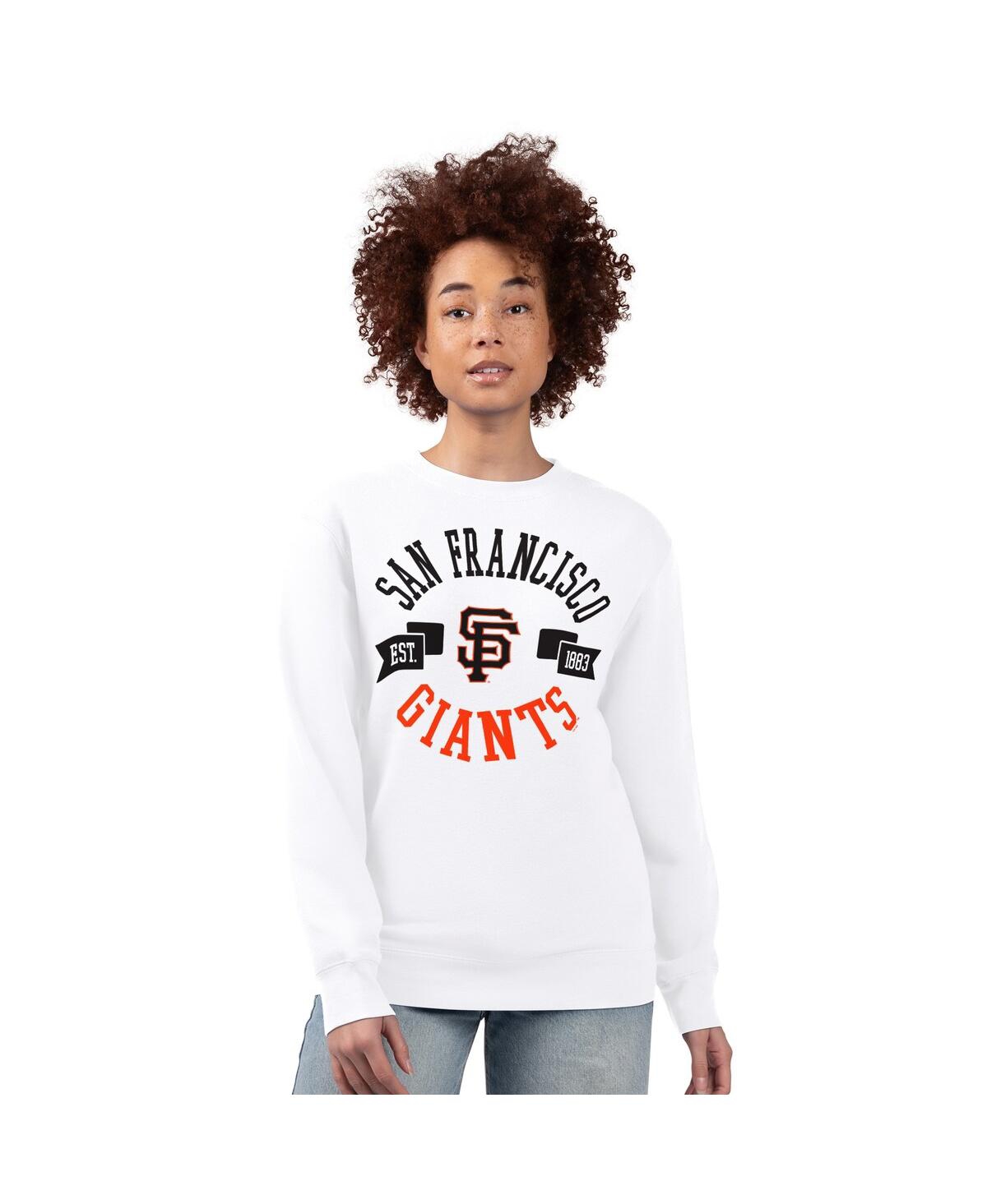 G-iii 4her By Carl Banks Women's White San Francisco Giants Team Logo Fleece Pullover Sweatshirt