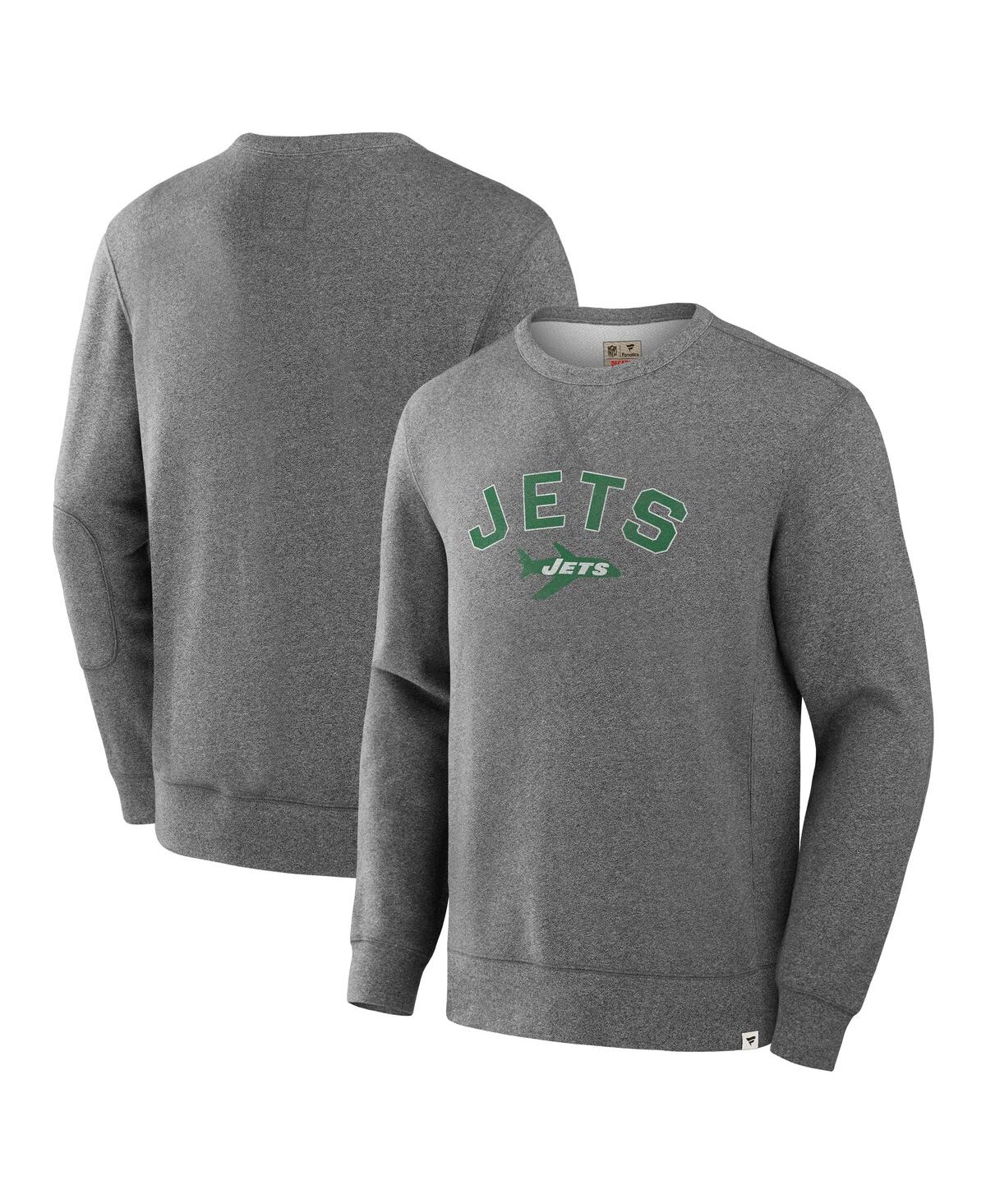 Men's Heather Gray New York Jets Loop Terry Pullover Sweatshirt - Heather Gray