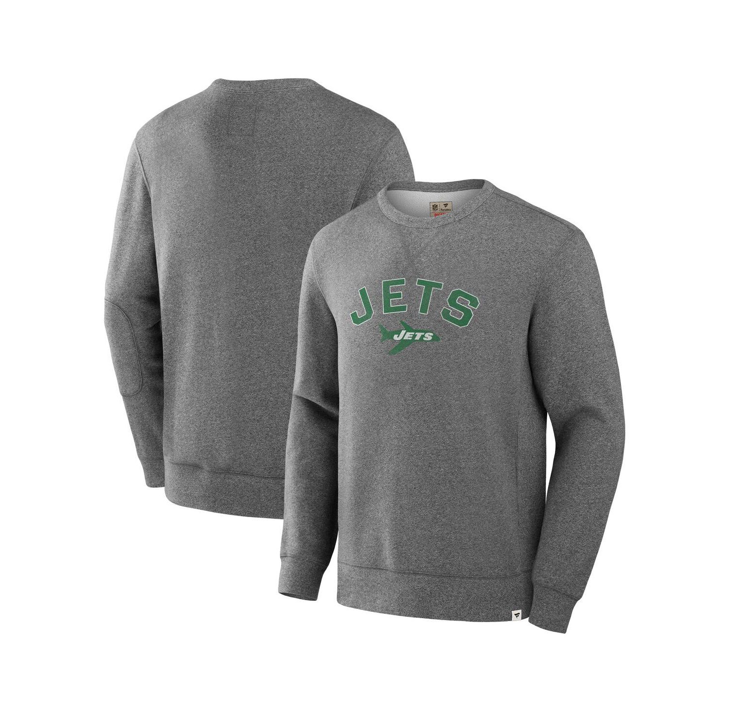 Men's Heather Gray New York Jets Loop Terry Pullover Sweatshirt