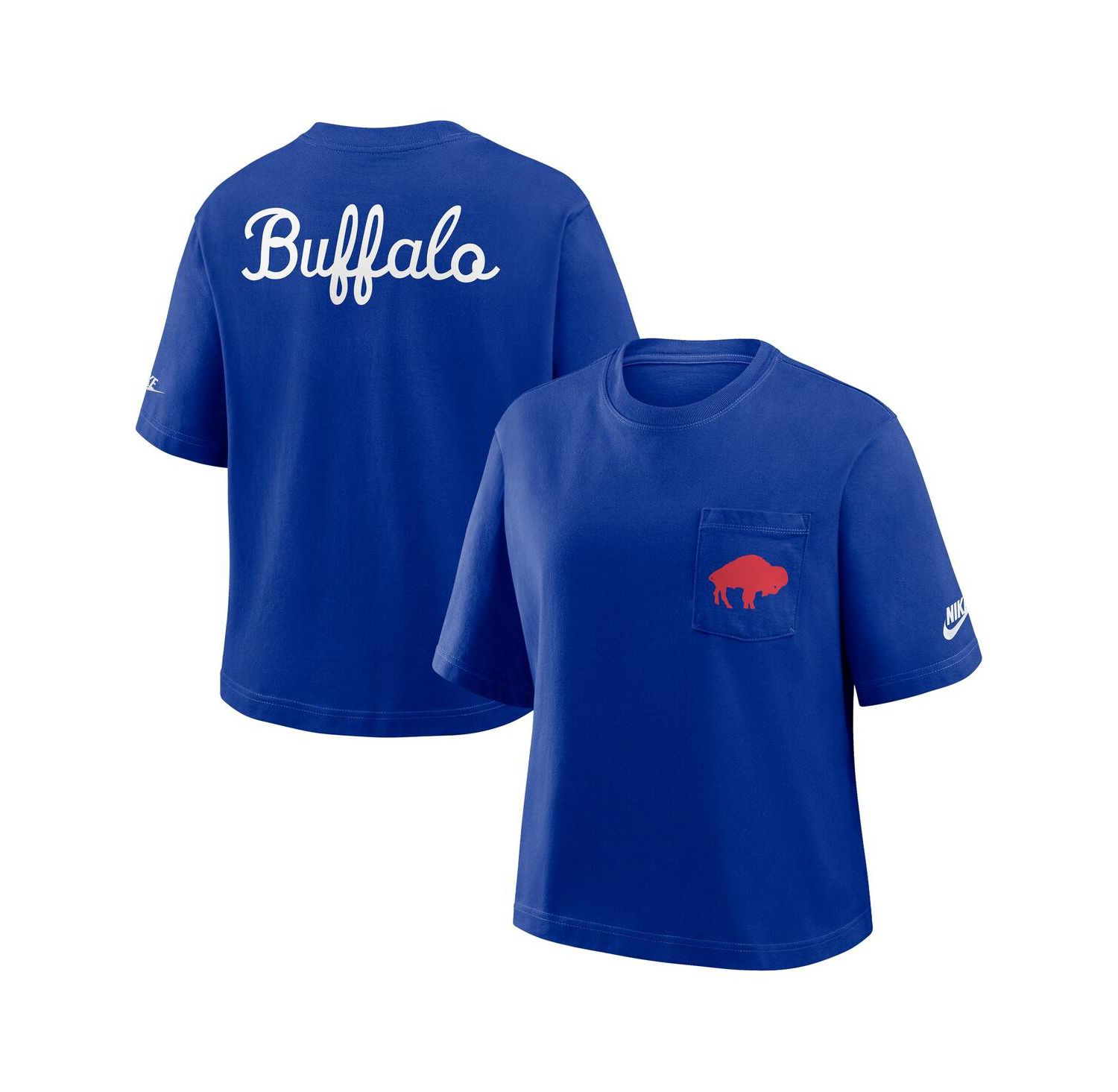 Women's Royal Buffalo Bills Rewind Pocket Boxy T-Shirt