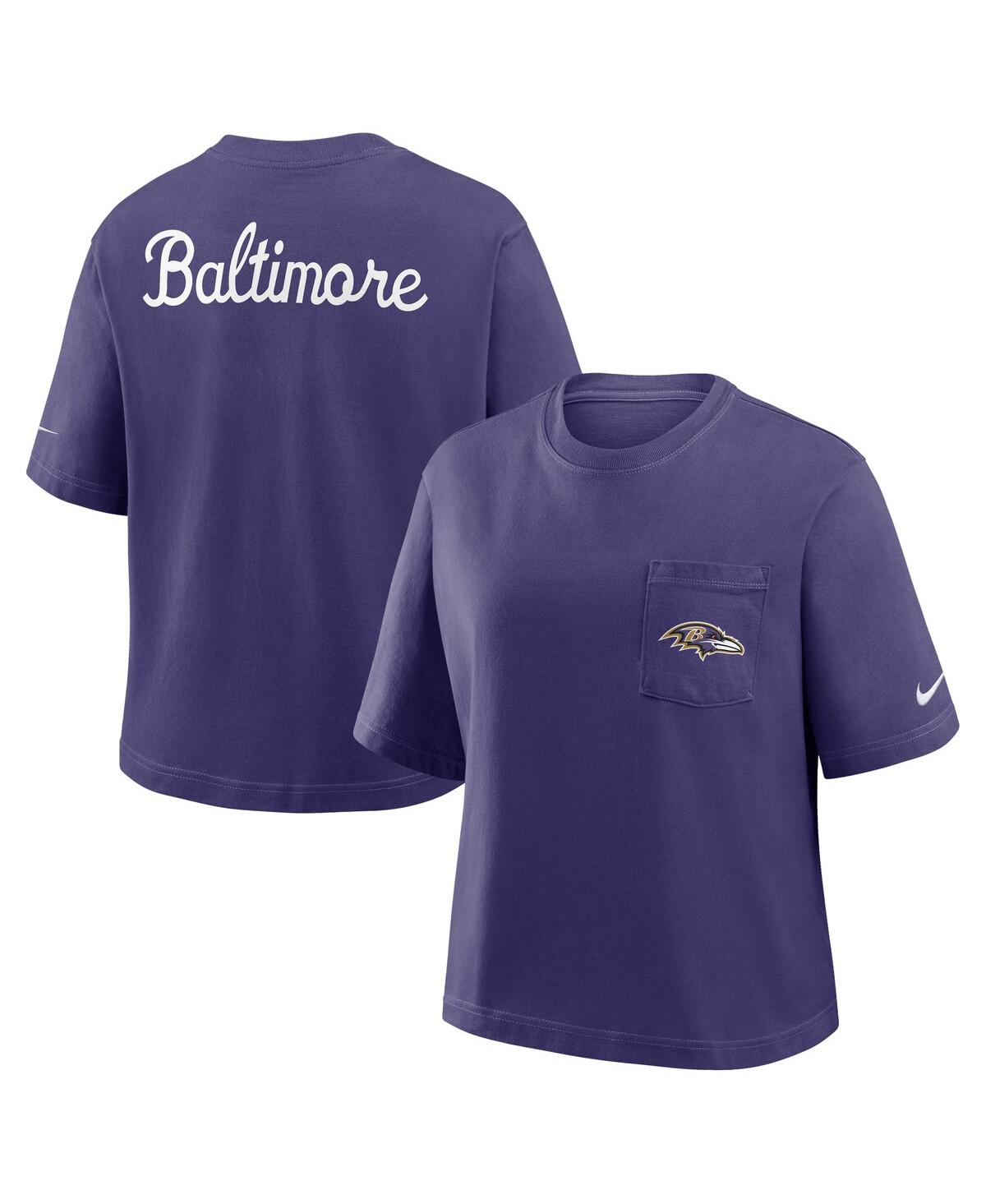 Nike Purple Baltimore Ravens Rewind Pocket Boxy T-shirt In Blue