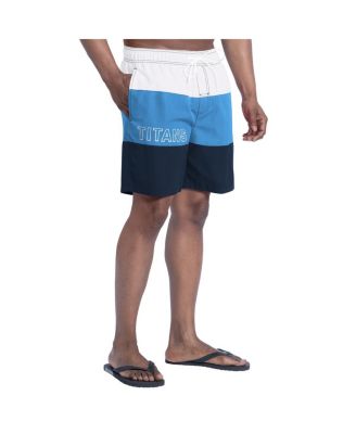 Men's Navy/Light Blue Tennessee Titans Sunrise Volley Swim Shorts