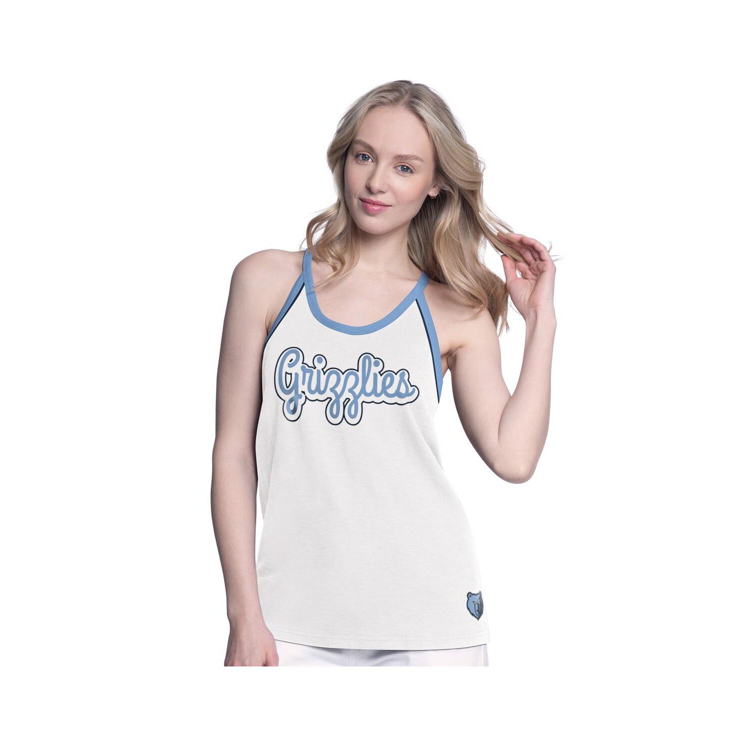 Women's White Memphis Grizzlies Curveball Racerback Scoop Neck Slub Tank Top