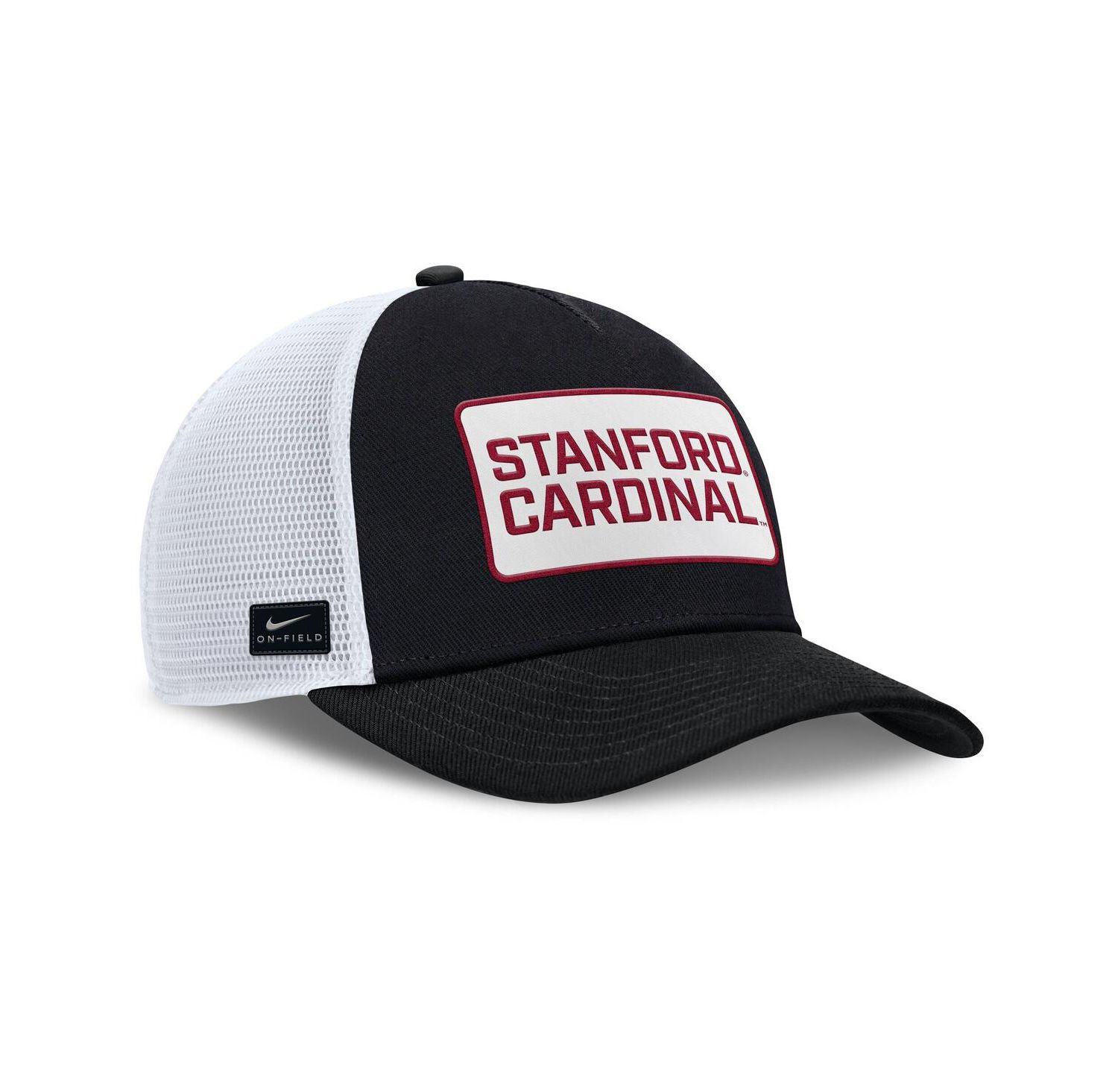 Men's Black/White Stanford Cardinal 2025 On-Field Rise Patch Trucker Adjustable Hat