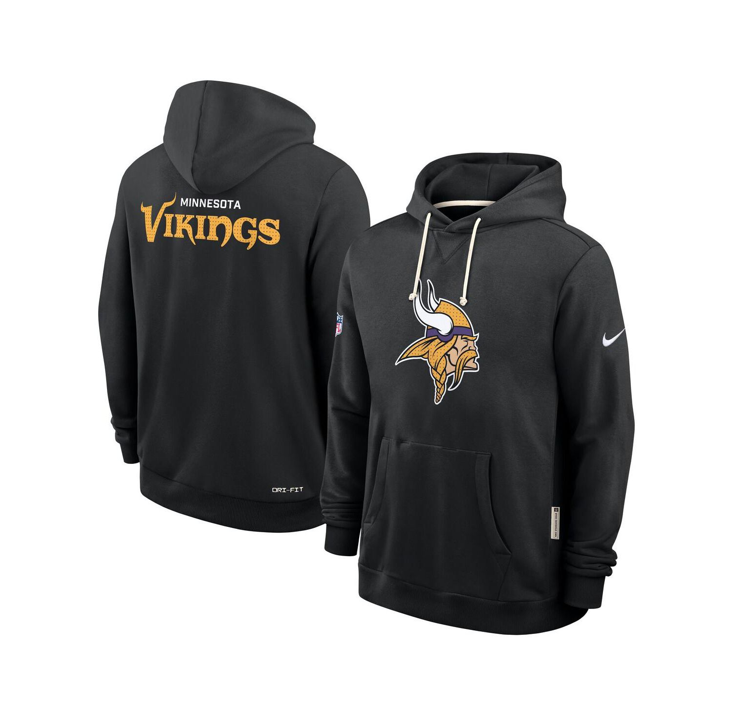 Men's Black Minnesota Vikings Sideline Initial Home Performance Pullover Hoodie