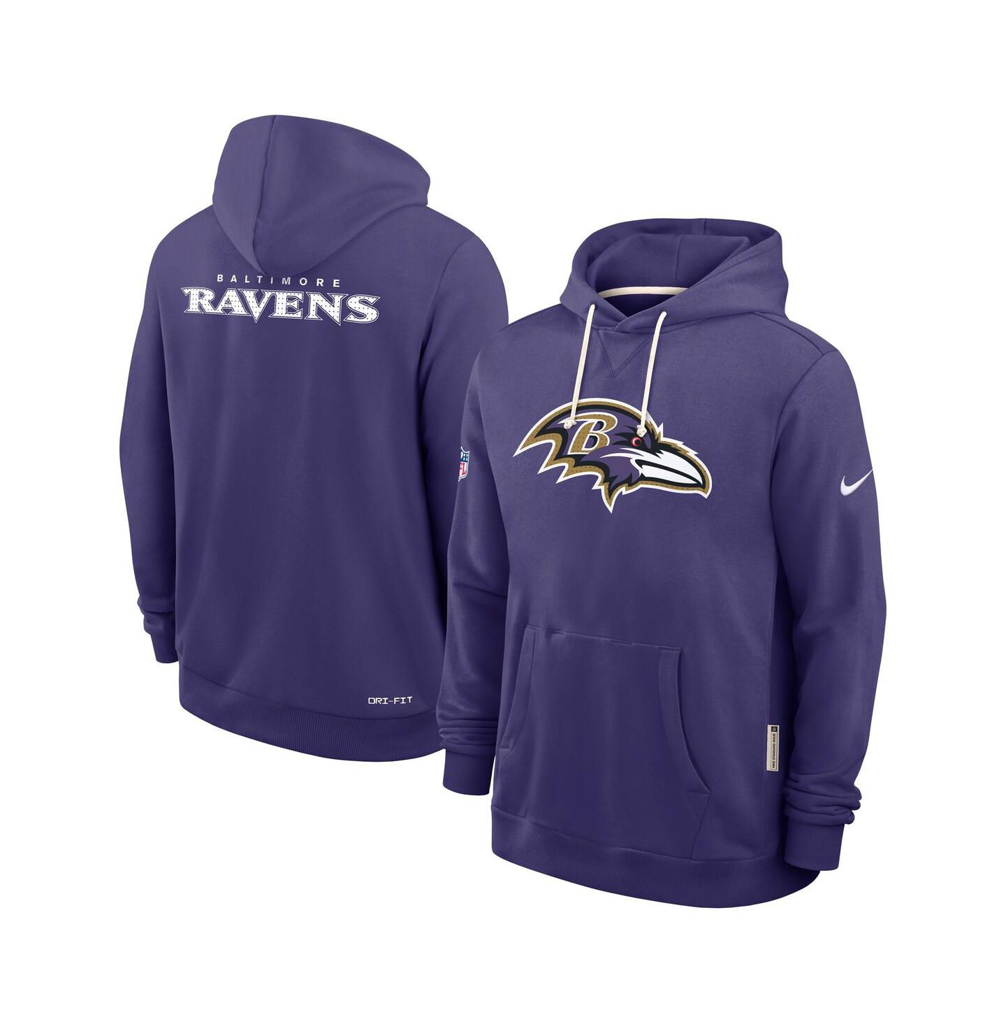 Мужское худи Nike Purple Baltimore Ravens Sideline Initial Home Performance Pullover — фото 1