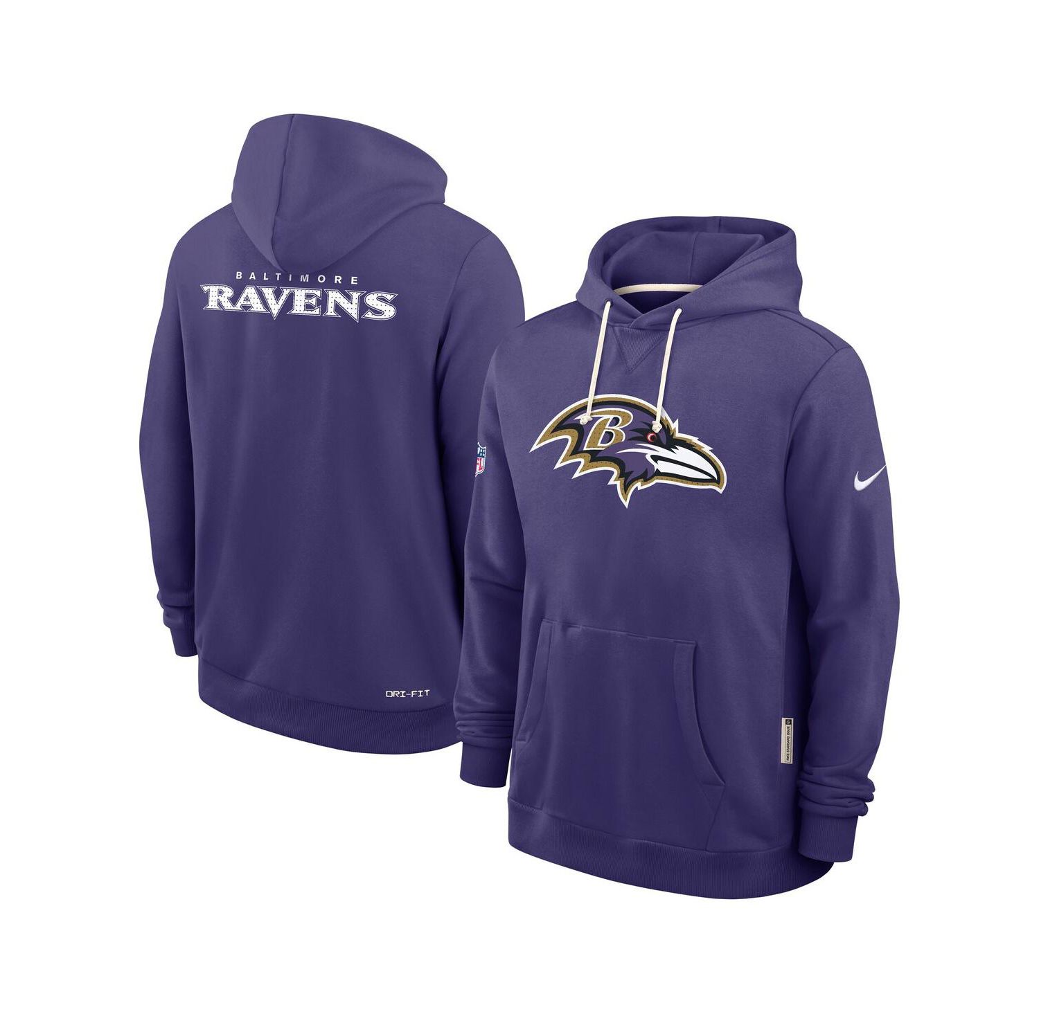 Men's Purple Baltimore Ravens Sideline Initial Home Performance Pullover Hoodie