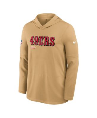 Nike - Men's Gold San Francisco 49ers Sideline Pure Fury Performance Long Sleeve Hoodie T-Shirt