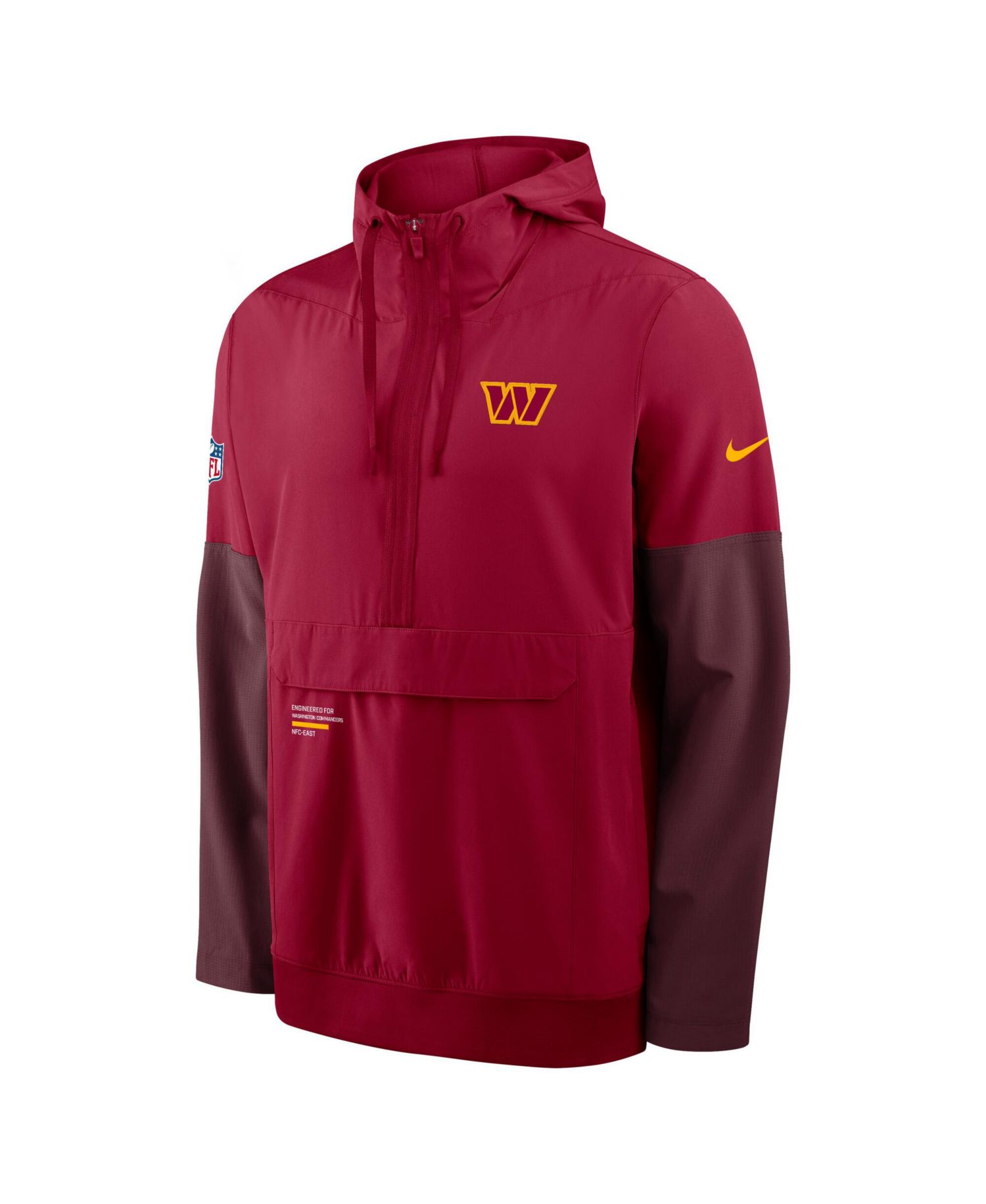 Men's Burgundy Washington Commanders Sideline Anorak Half-Zip Hoodie Jacket