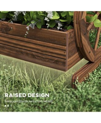 Wooden Wagon Planter Box, Decorative 3-Tier Stair Step Garden Bed
