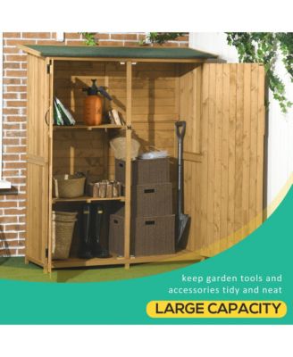 Wooden Garden Storage Shed w/ Asphalt Roof, Shelves &amp; Lock Backyard