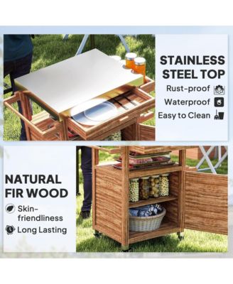 Grill Cart, Stainless Steel Top Kitchen Island with Drawer,