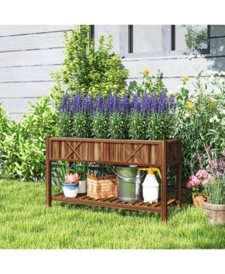 Elevated Wood Garden Bed, 47 x 22 x 31.5in Flower Box,