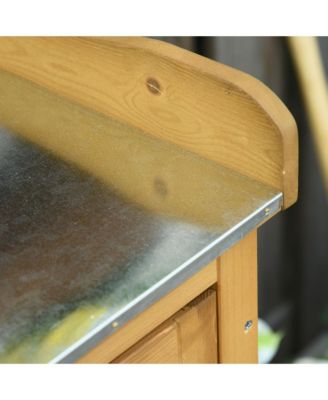 Backyard Garden Tool Storage &amp; Potting Bench w/ 2 Magnetic Close Doors