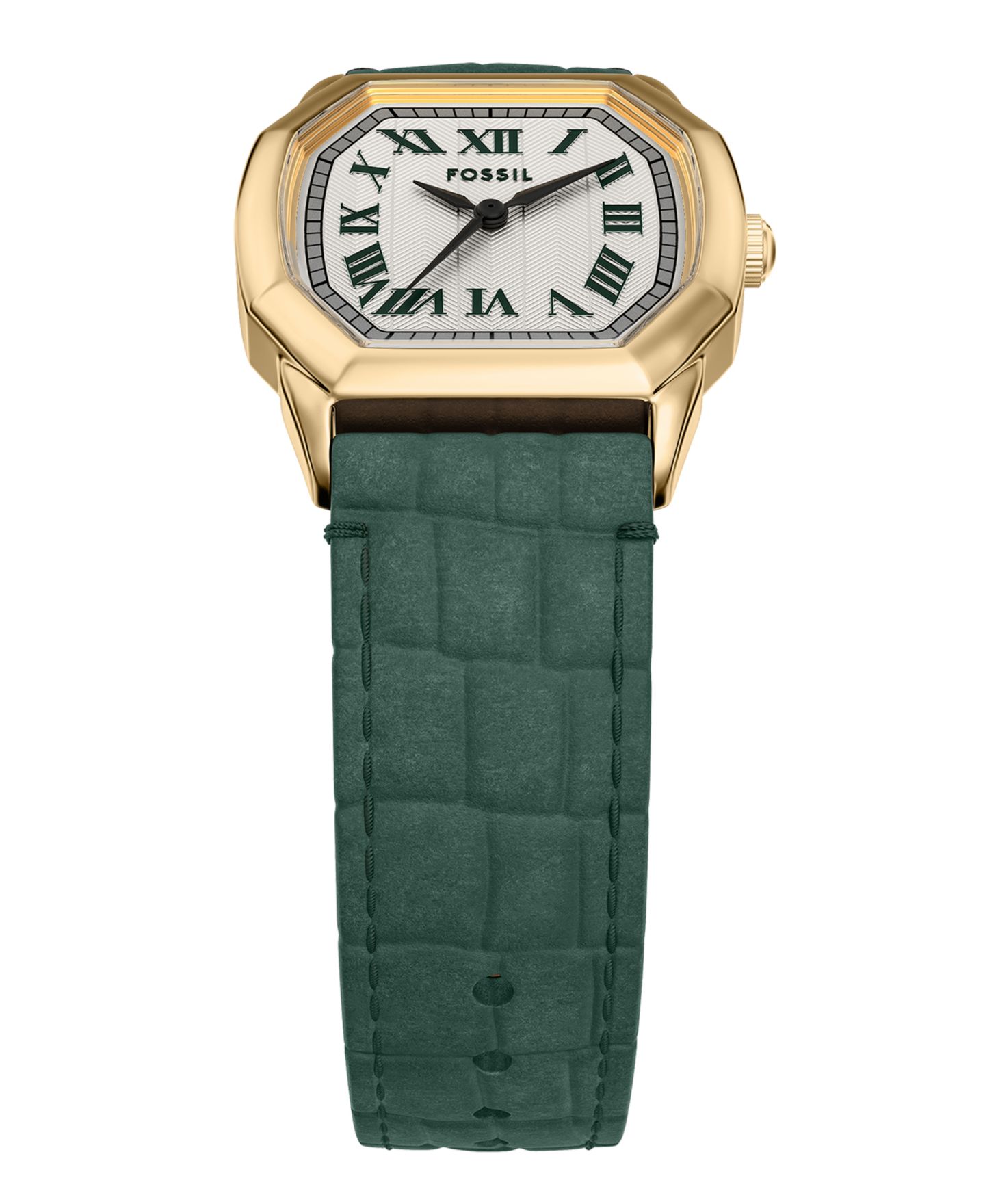 Женские часы Fossil Harlow Three-Hand Green Croco Leather Watch, 27mm — фото 5